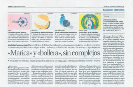 Artículo sobre Moscas de Colores en el diario el Levante EMV