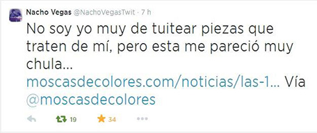 Tweet que Nacho Vegas nos dedicó: "No soy muy de tuitear piezas que traten de mí, pero esta me pareció muy chula"