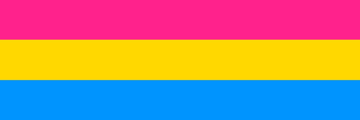 Bandera Pansexual Imagen de la bandera pansexual, compuesta de tres franjas, de arriba a bajo, rosa, amarilla y azul.