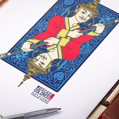 Short-film photograph of an illustration on paper with the Khing drawing.