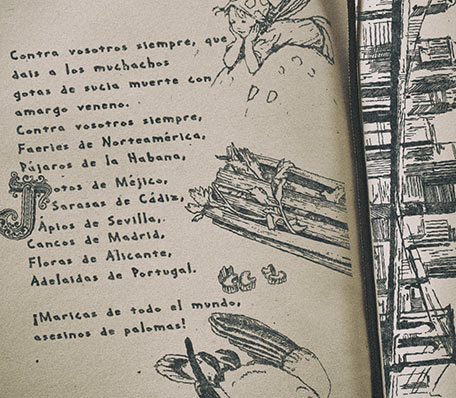 Federico García Lorca and his Ode to Walt Whitman. Recreation of manuscript.