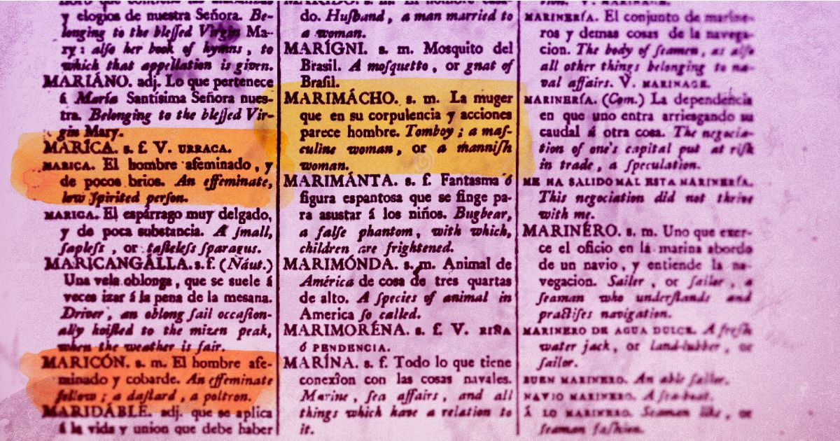 Un diccionario, coloreado de lila, ilustra nuestro Diccionario Lésbico